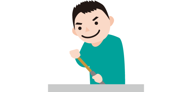 スクレーパによって加工物の表面を削り取る「すり合わせ」の 一例