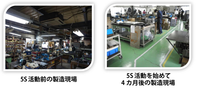 5S活動前後の製造現場の写真