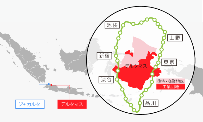 双日株式会社がインドネシアで手掛けているデルタマス・シティ
